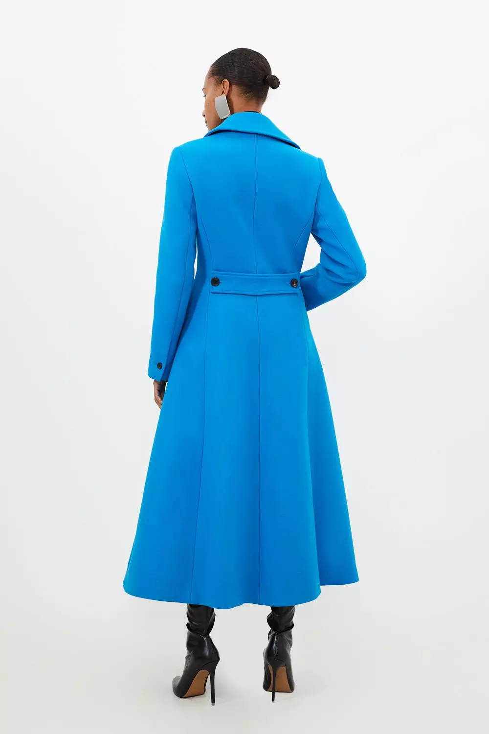 Italian Manteco Wool Blend Tailored Flared Skirt Midaxi Coat | Karen Millen